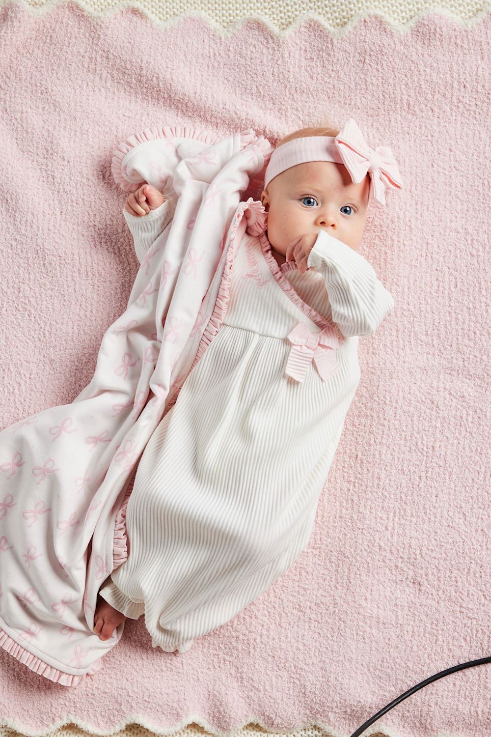 White Bow Print Gown