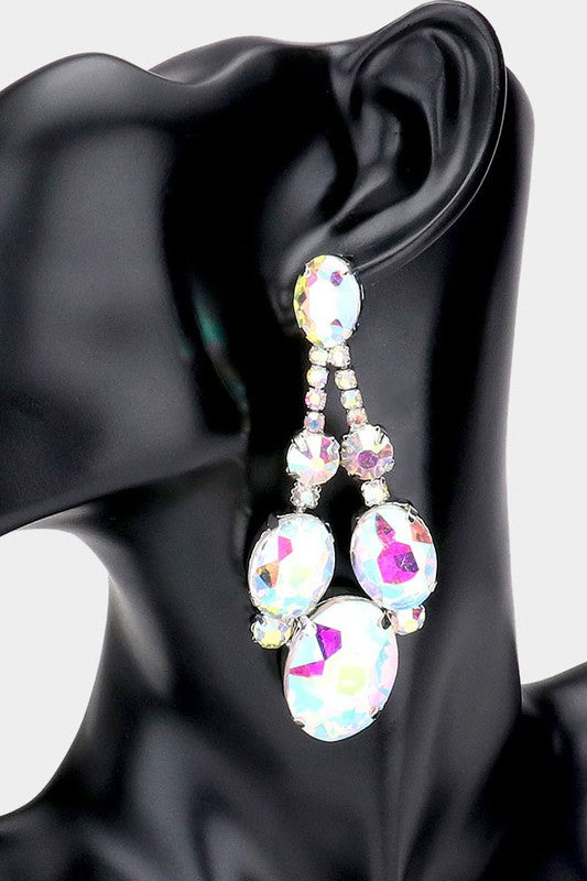 Oval Stone Accented Evening Earrings - Debs on 5th