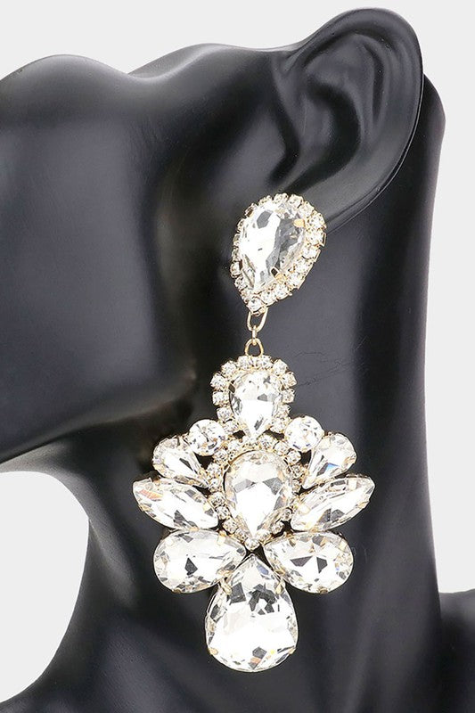 Teardrop Stone Embellished Dangle Evening Earrings - Debs on 5th