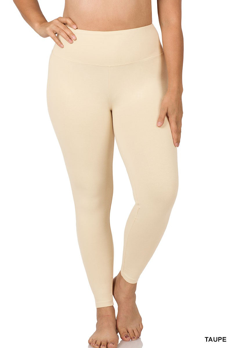 Cotton Wide Waist Leggings Plus - Debs on 5th