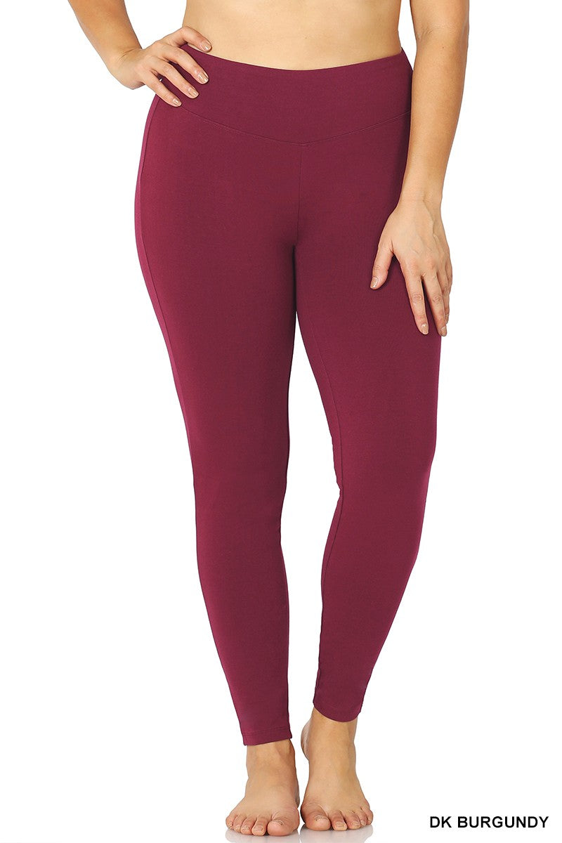 Cotton Wide Waist Leggings Plus - Debs on 5th