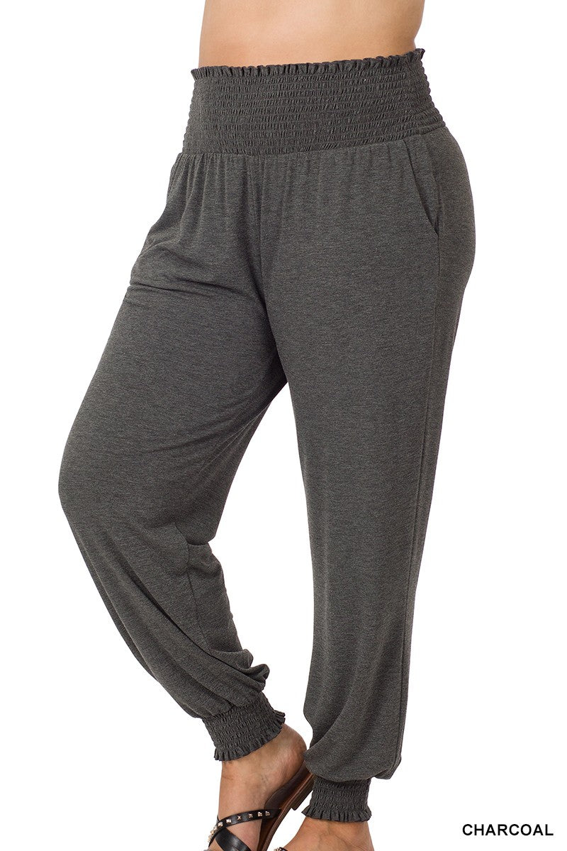 Plus Size Smocked Lounge Jogger Pants - Debs on 5th