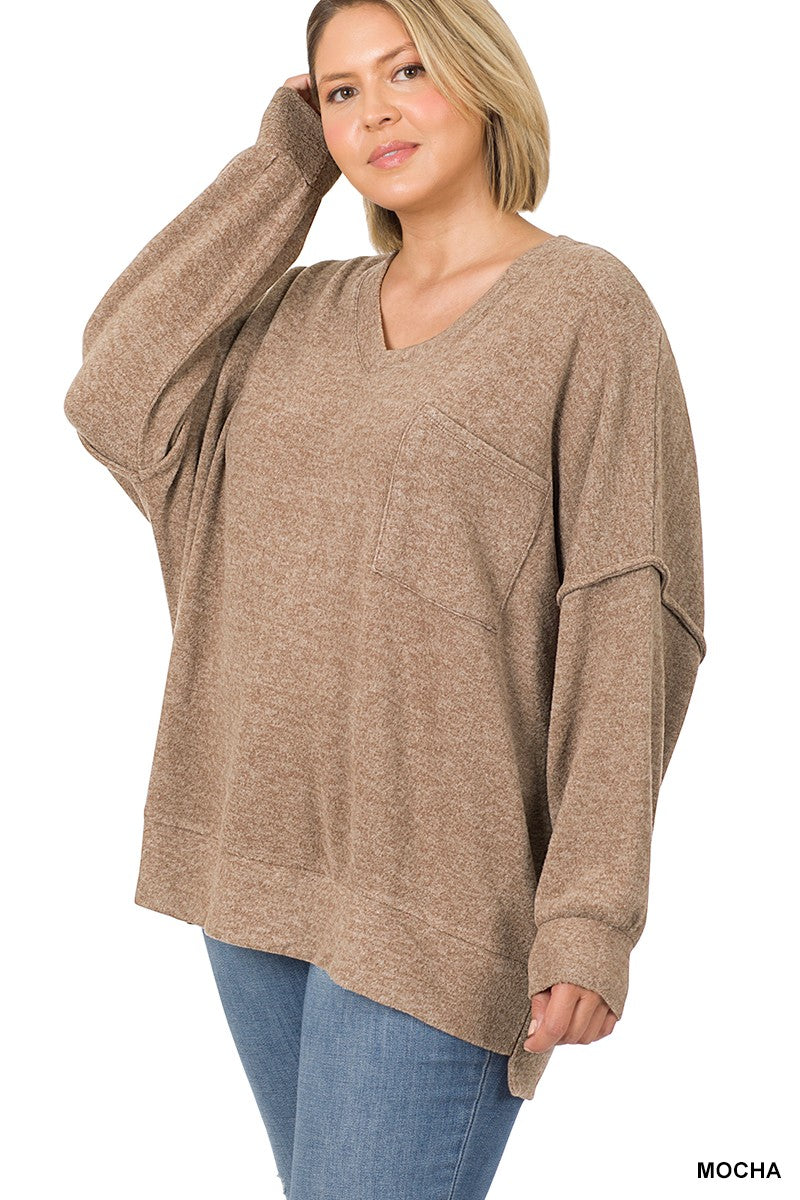 Brushed Mélange Oversized Soft Sweater Plus Size - Debs on 5th