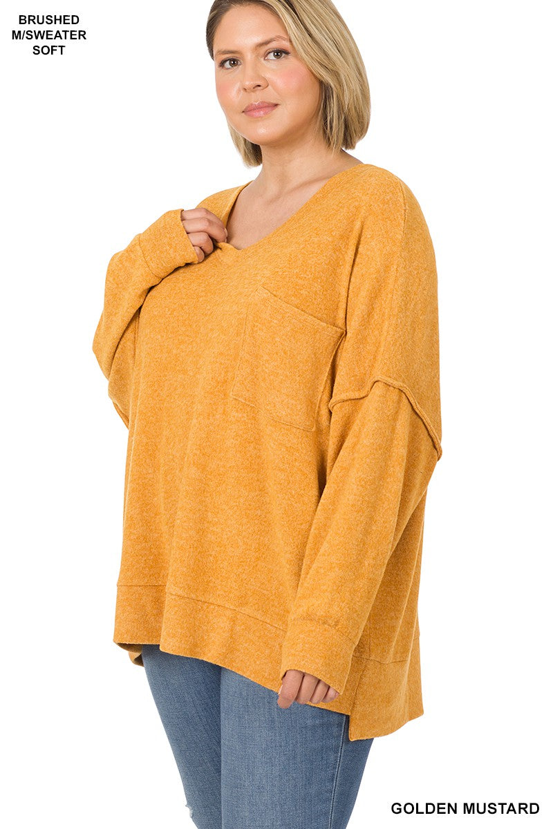Brushed Mélange Oversized Soft Sweater Plus Size - Debs on 5th