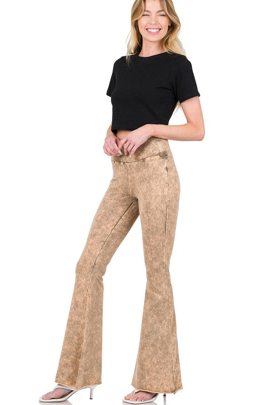 Acid Wash Raw Edge Pants