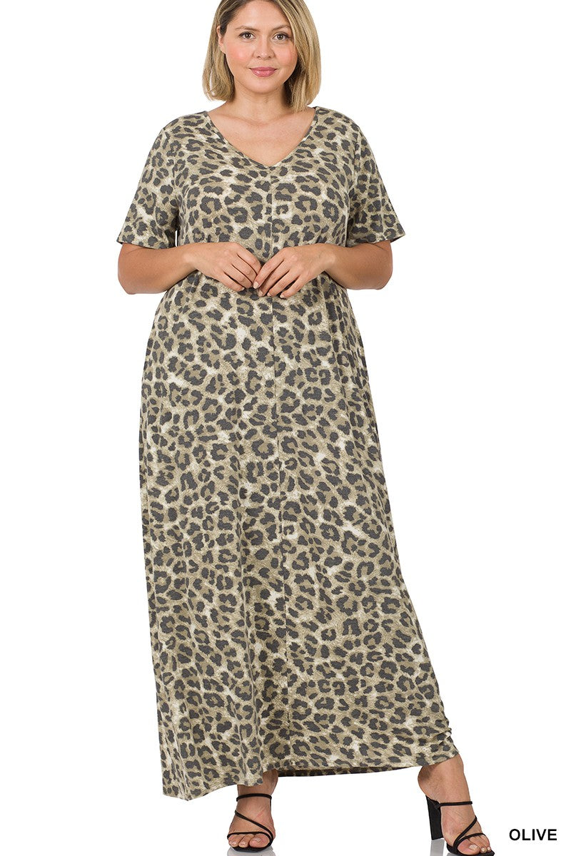 Leopard Short Sleeve Maxi Dress - Debs on 5th
