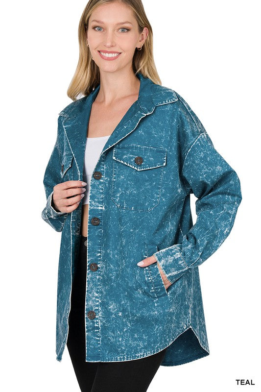 Oversized Vintage Washed Shacket - Debs on 5th