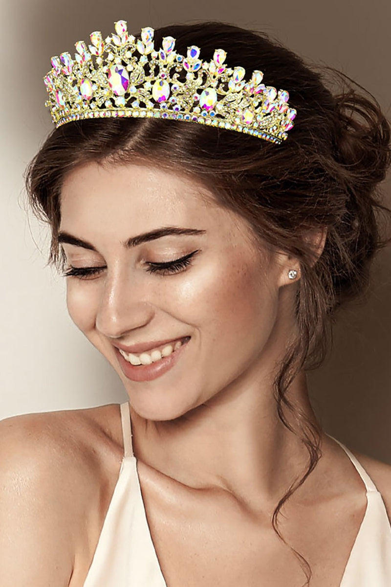 Oval Stone Accented Leaf Cluster Princess Tiara - Debs on 5th