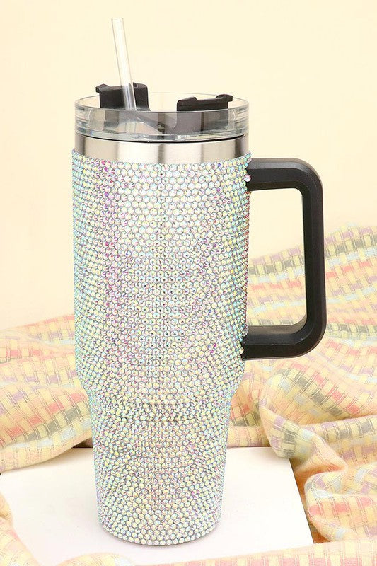 40oz Stainless Steel Bling Tumbler with Handle - Debs on 5th