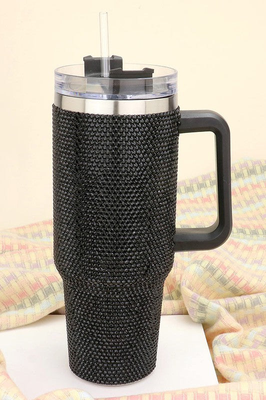 40oz Stainless Steel Bling Tumbler with Handle - Debs on 5th