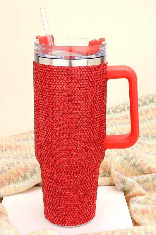 40oz Stainless Steel Bling Tumbler with Handle - Debs on 5th