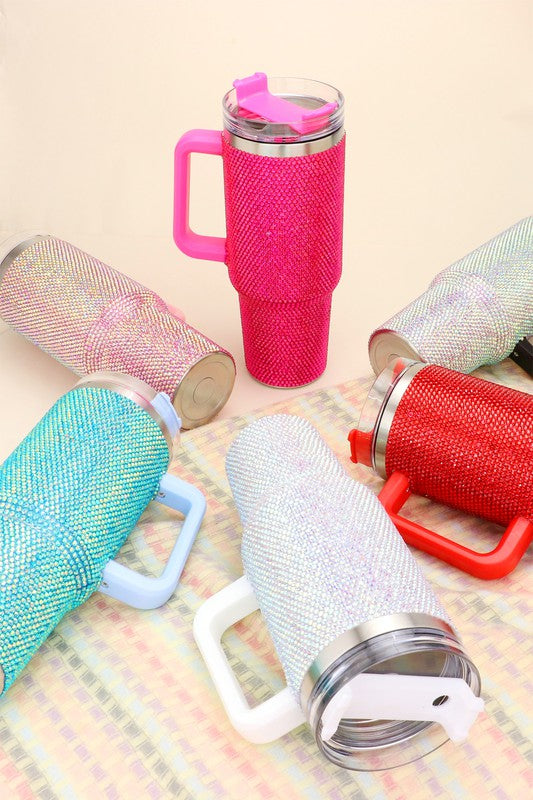 40oz Stainless Steel Bling Tumbler with Handle - Debs on 5th
