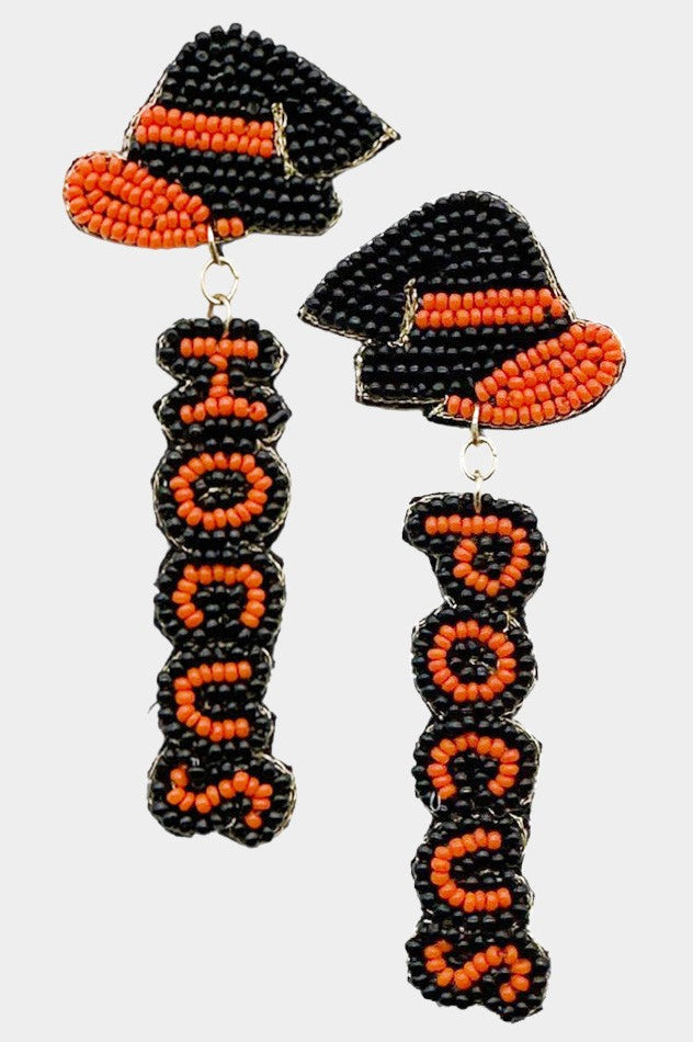Beaded Witch Hocus Pocus Message Dangle Earrings - Debs on 5th