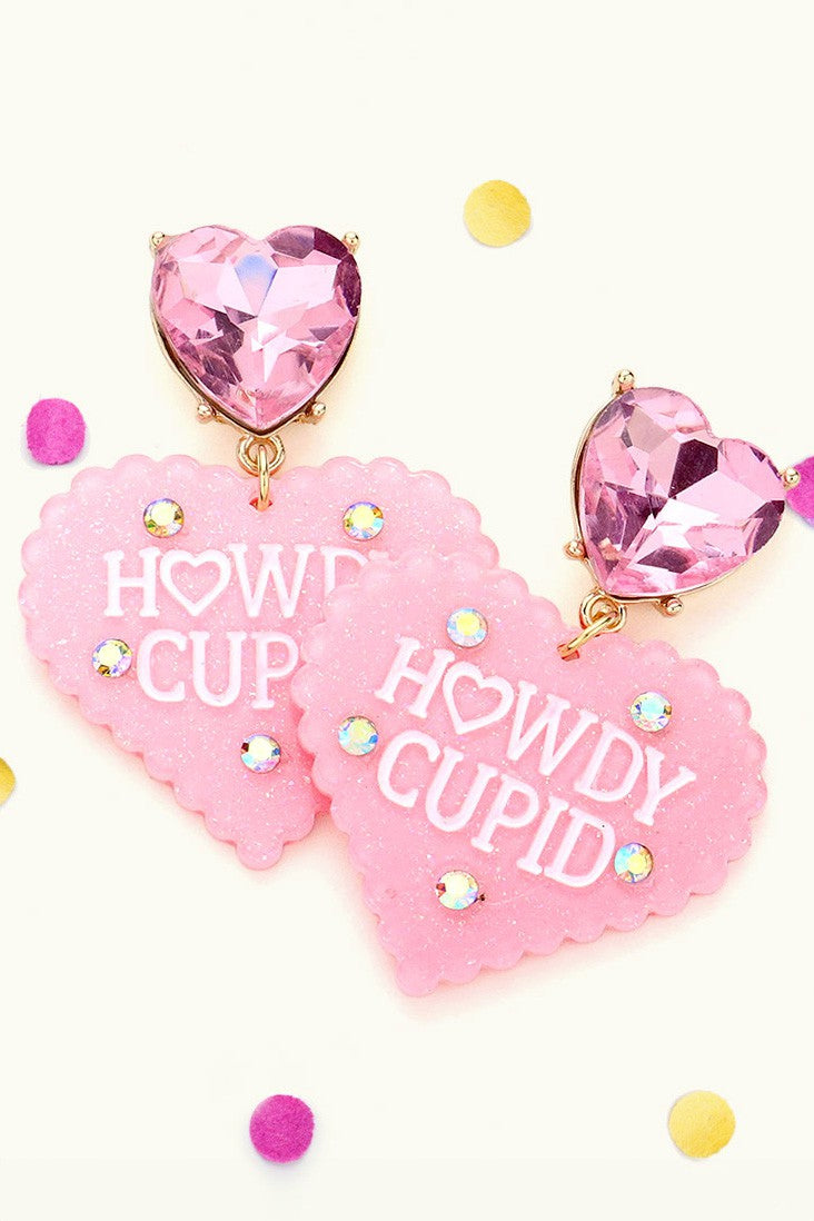 HOWDY CUPID Resin Heart Stone Dangle Earrings