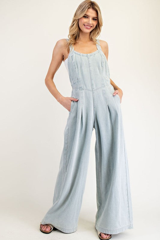 Mineral Washed Sleeveless Jumpsuit