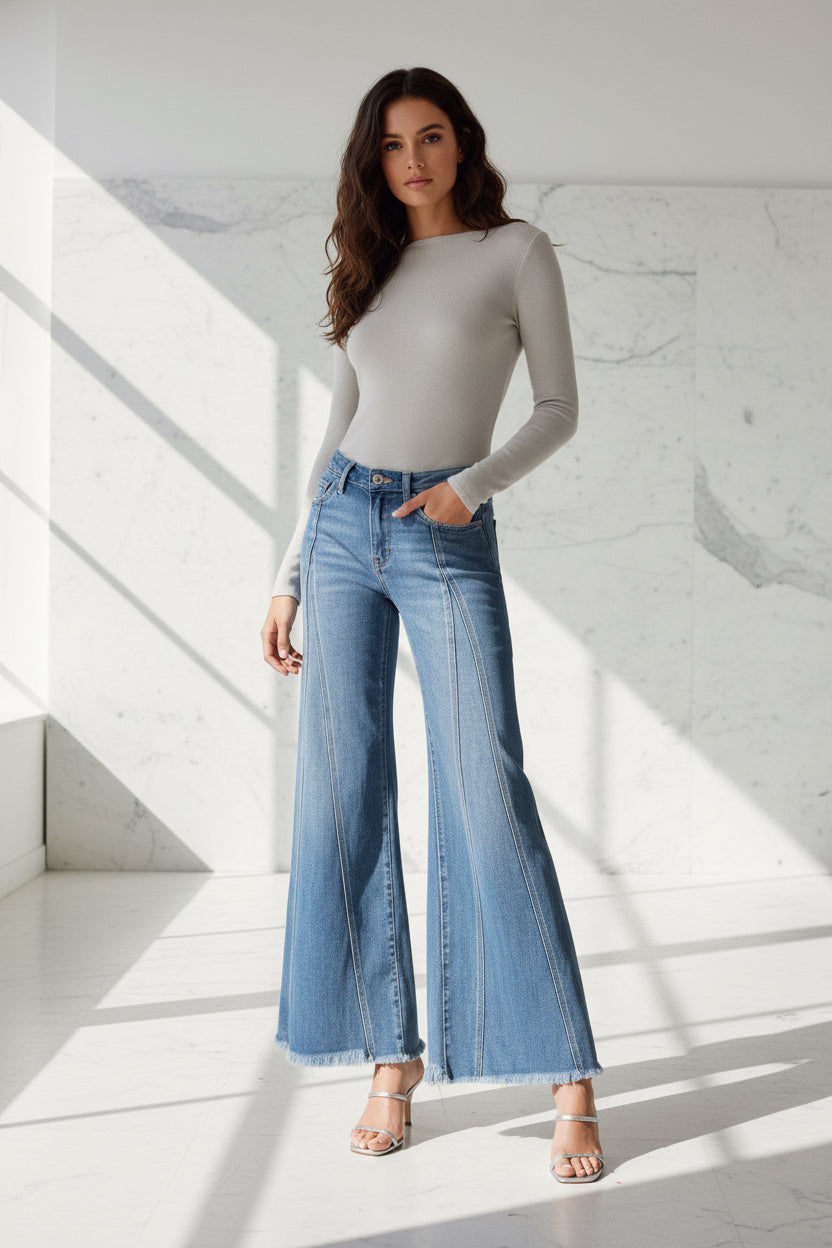 High Rise Panel Jeans