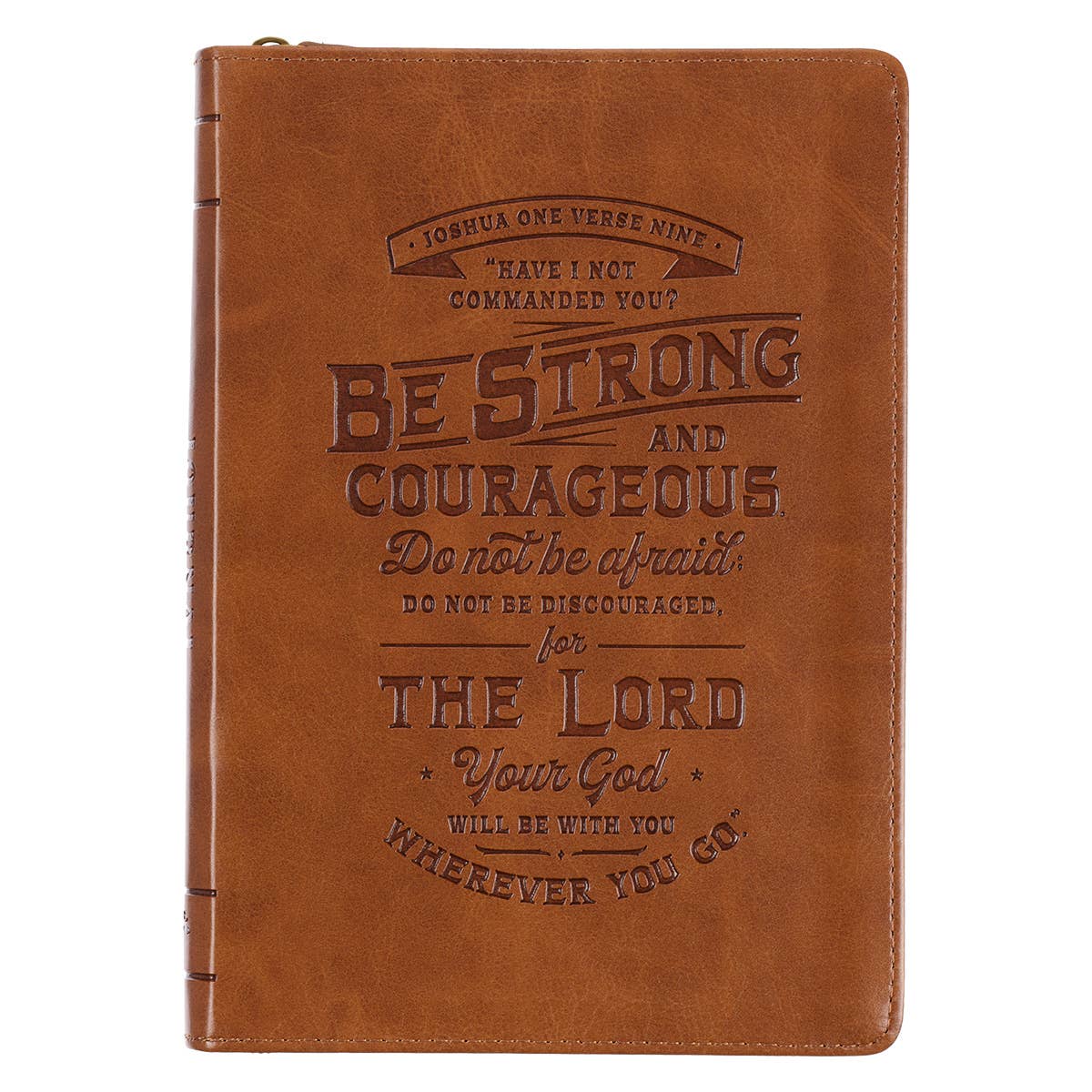 Journal Classic Zip Brown Strong & Courageous Josh. 1:9