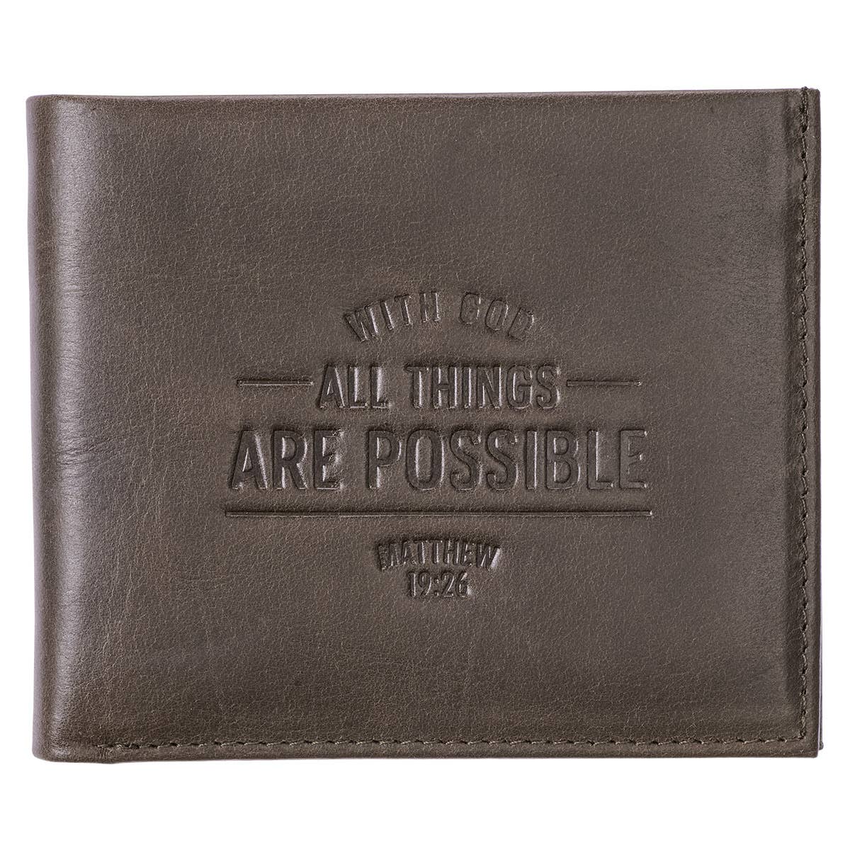 Wallet Leather With God All Things are Possible Matt. 19:26