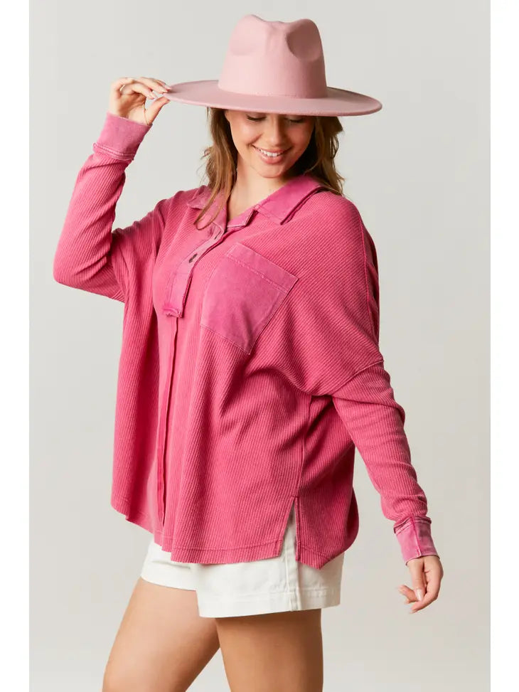 Washed Contrast Loose Fit Top - Debs on 5th