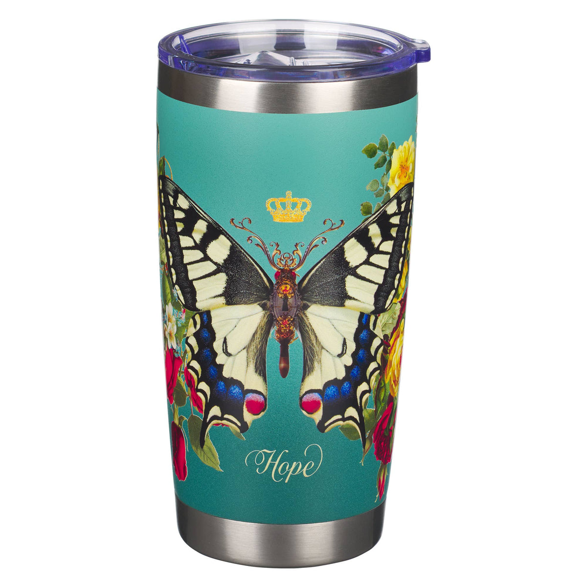Mug SS Travel Teal Butterfly Hope