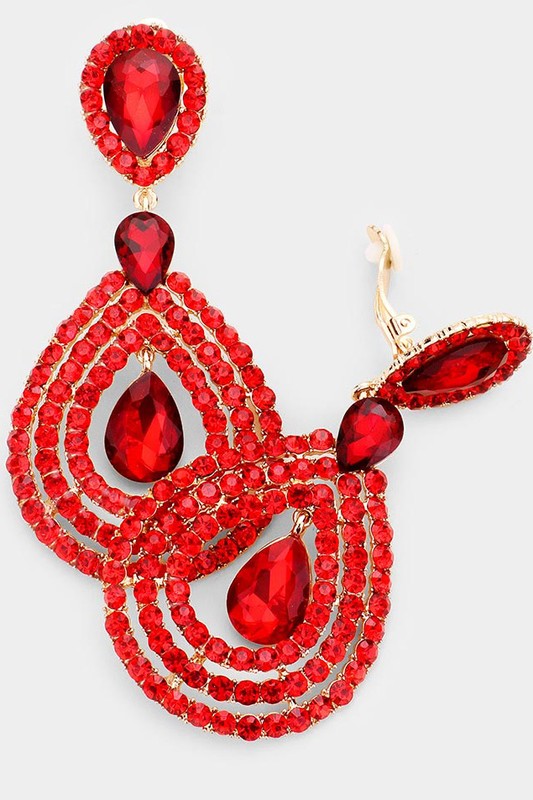 Crystal Pave Trimmed Teardrop Clip On Earrings - Debs on 5th