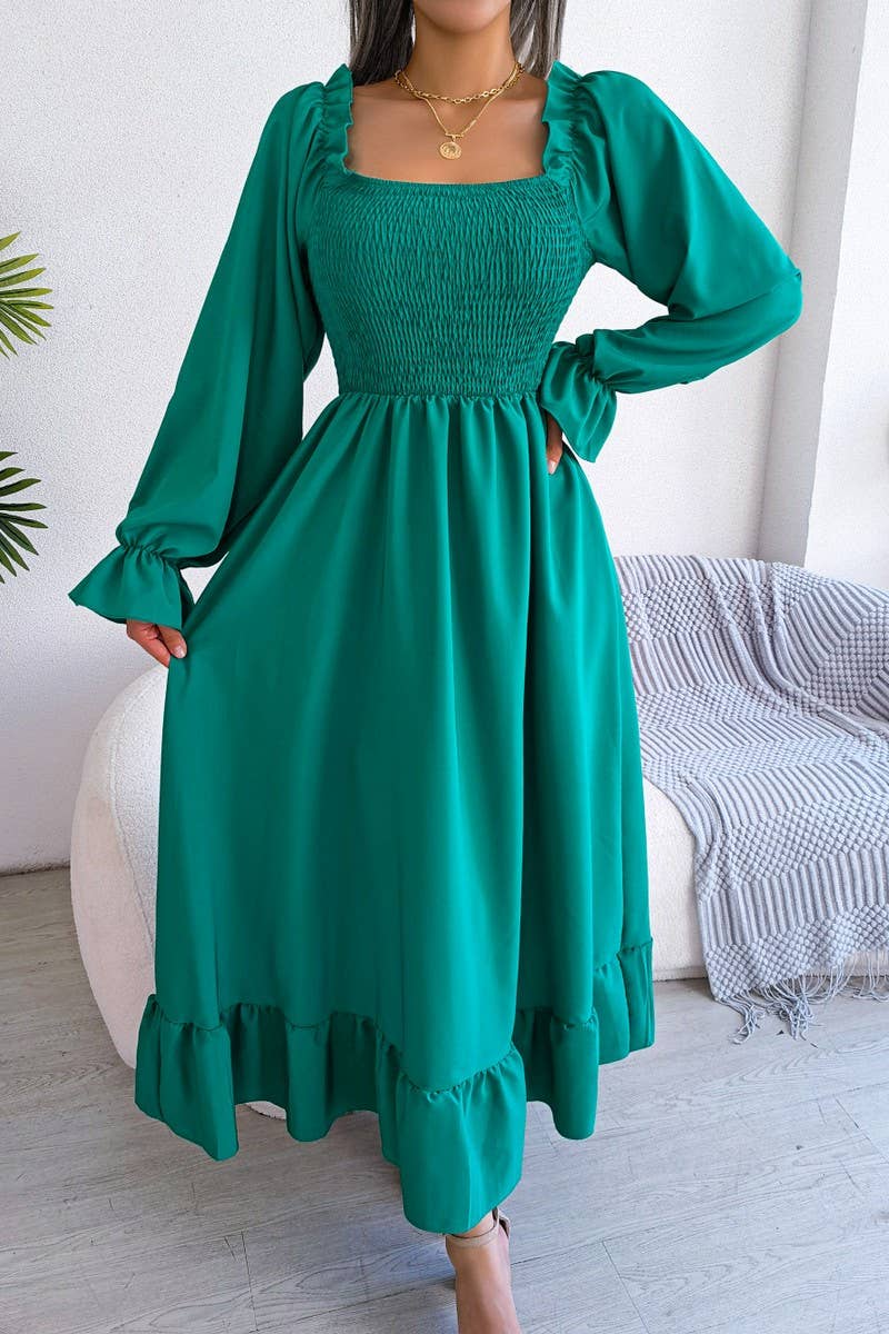 Cable Flounces Swing Dress