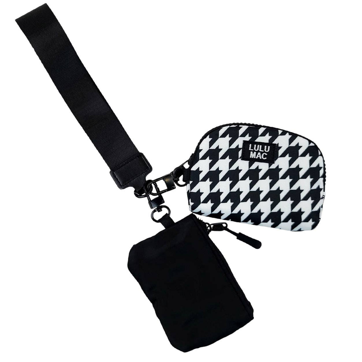 Black Houndstooth Lulu Mac Wristlet