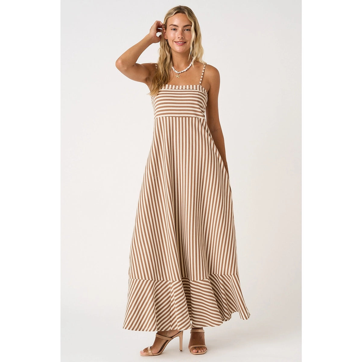 Striped Back Cutout Maxi Dress