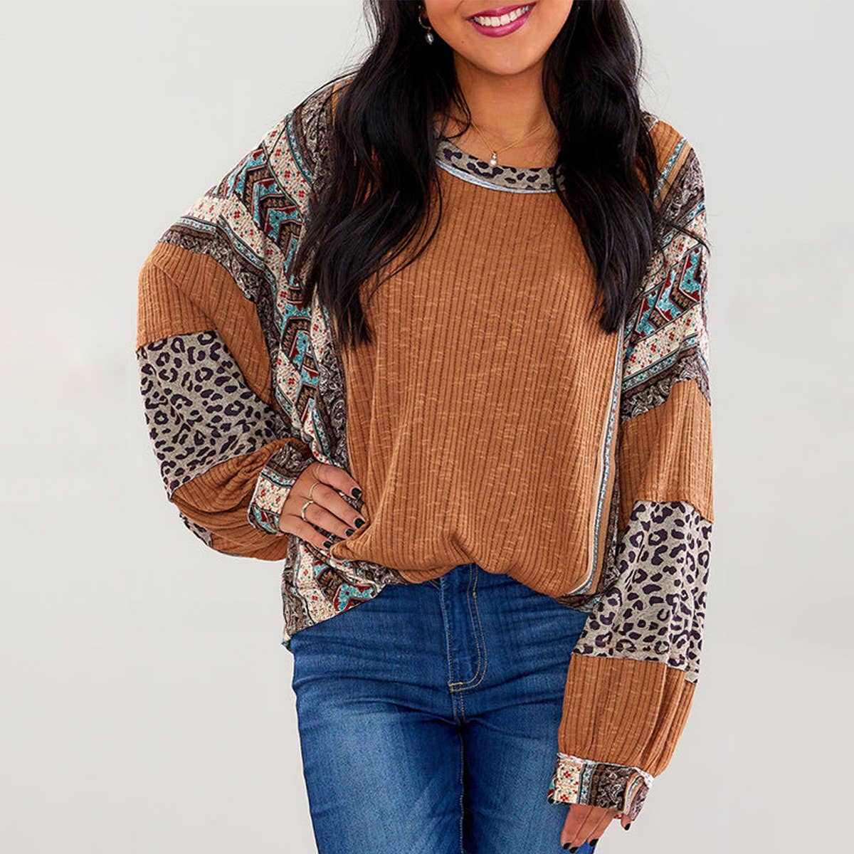 Color Contrast Loose Fit Hoodie