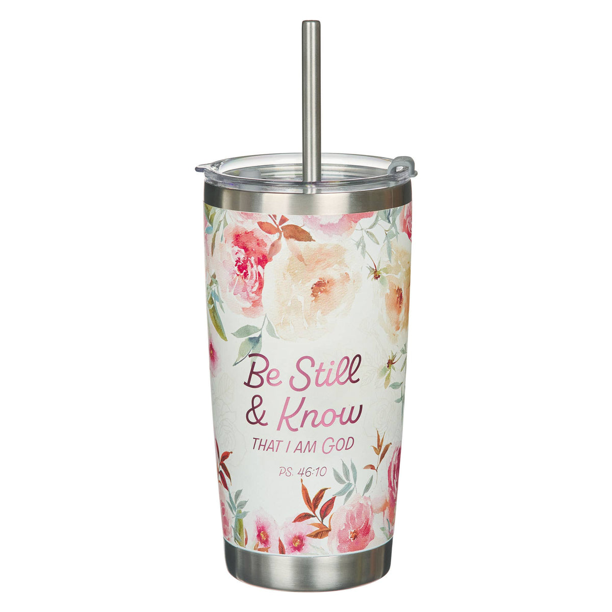 Tumbler w/straw SS Peace Be Still