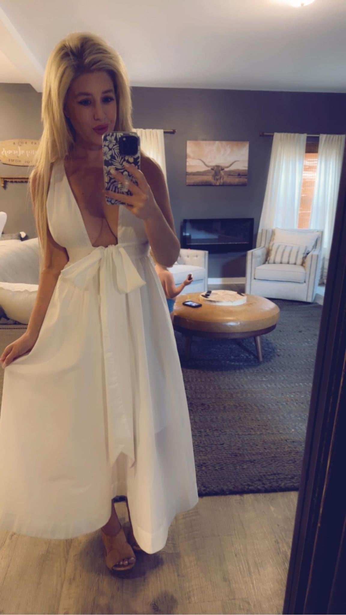 Sweet Harmony Open Front Bow Tie Midi - Debs on 5th