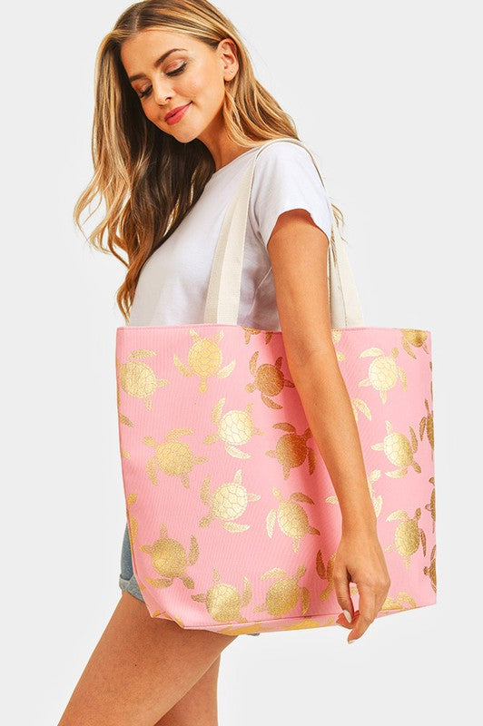 Metallic Turtle Beach Tote Bag - Debs on 5th