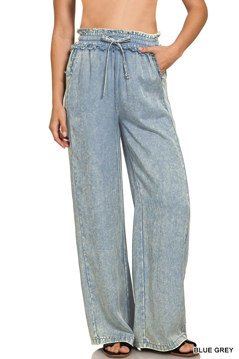 Acid Wash Drawstring Pants
