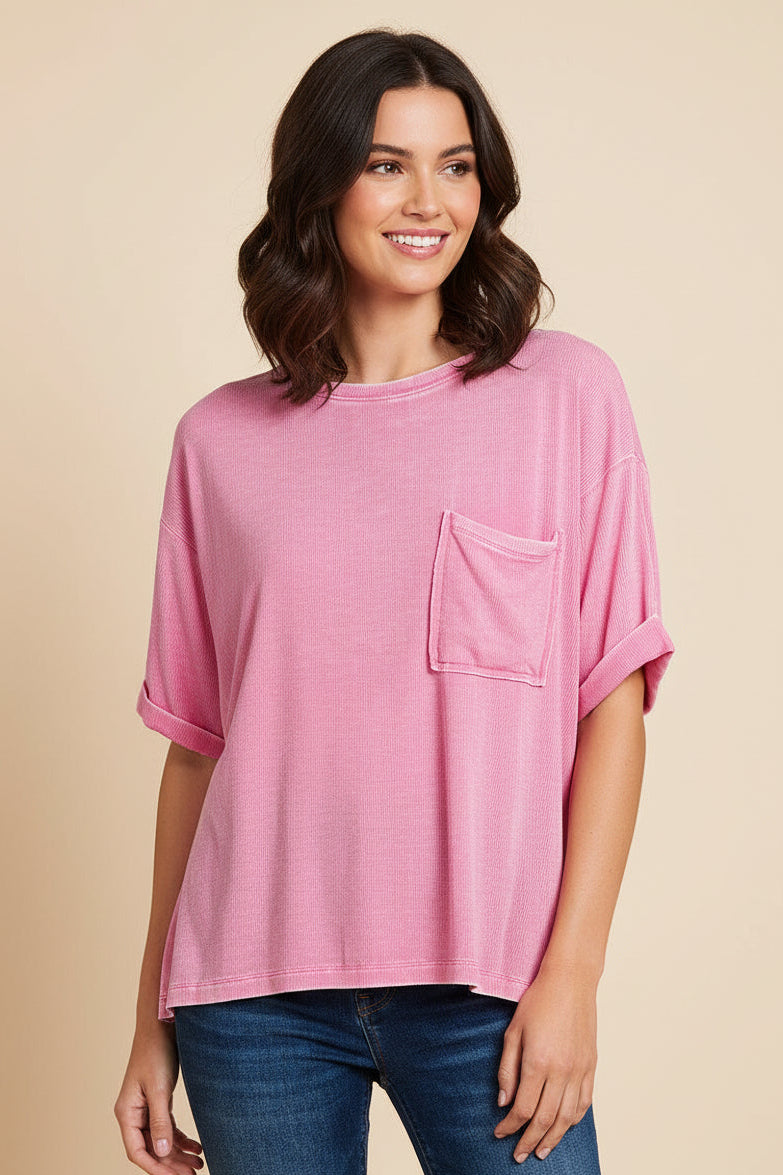 Washed Short Sleeve Top