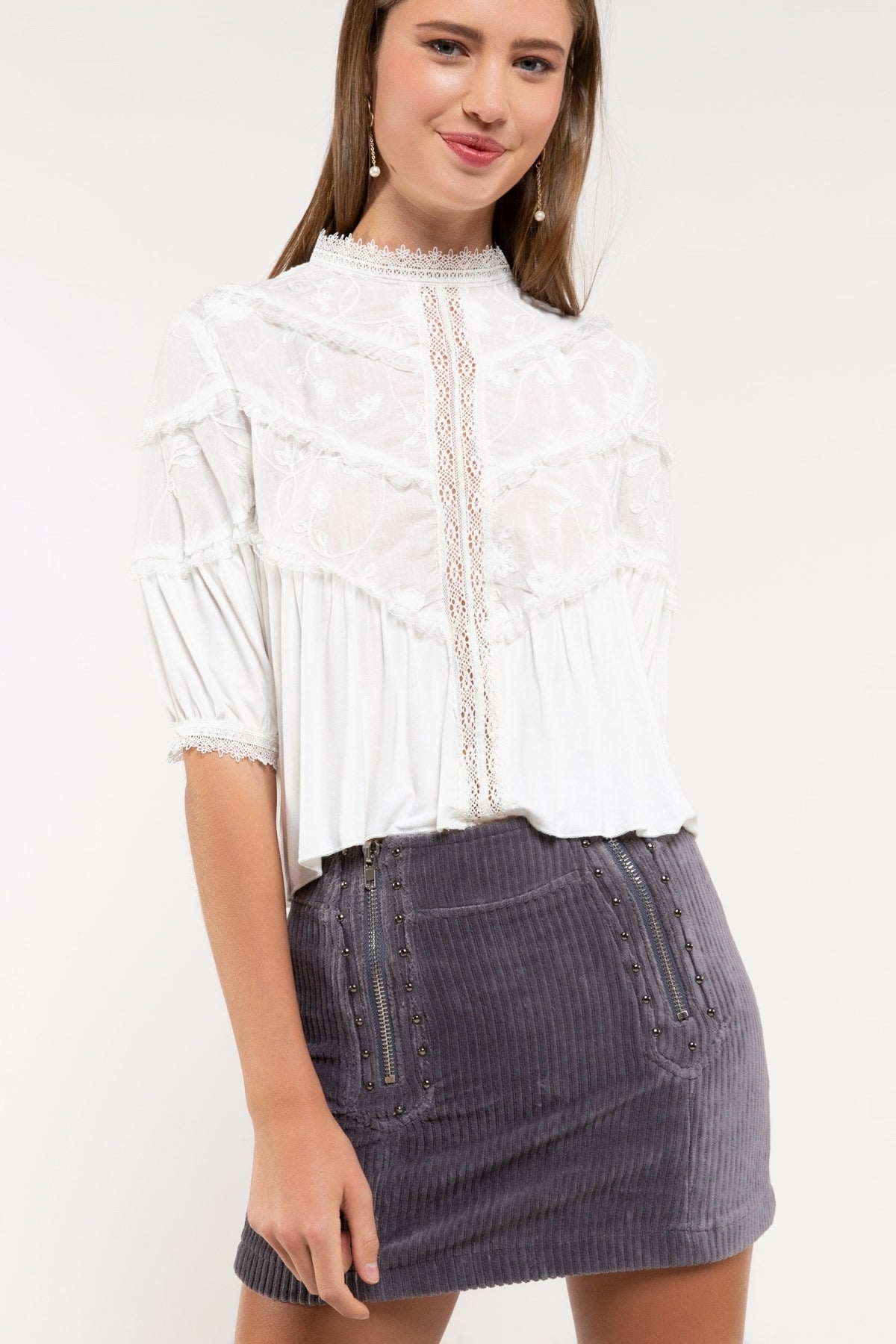 Zipper Detail Corduroy Skirt - Debs on 5th