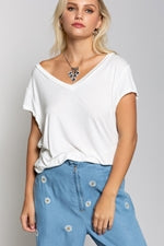 Folded Short Sleeve V-Neck T Shirt - Debs on 5th