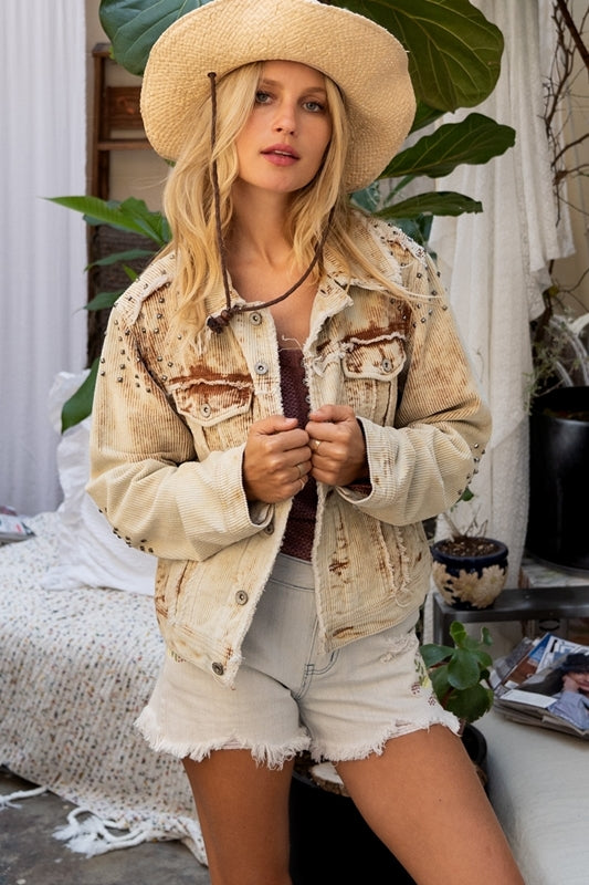 Studded Rock and Roll Corduroy Jacket - Debs on 5th