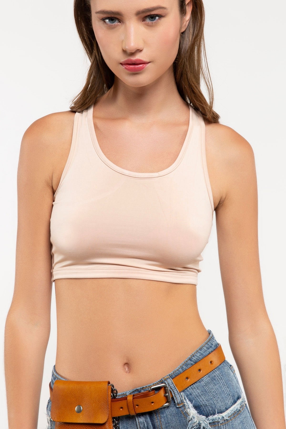 Scoop Neck Racer Back Sports Bra Top - Debs on 5th
