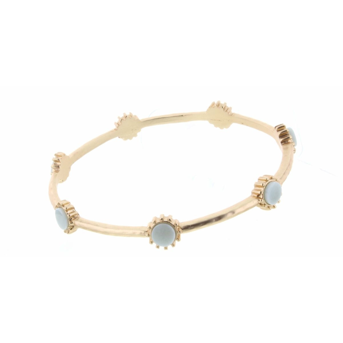 Mint Stone Circle with Gold Accents Station Bangle Bracelet - Debs on 5th