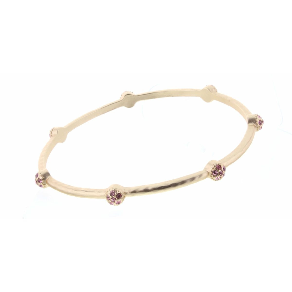 Pink Czech Encrusted Ball Station Bangle Bracelet - Debs on 5th