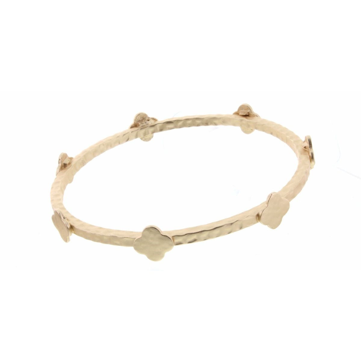 Gold Quatrefoil Station on Gold Bangle Bracelet - Debs on 5th