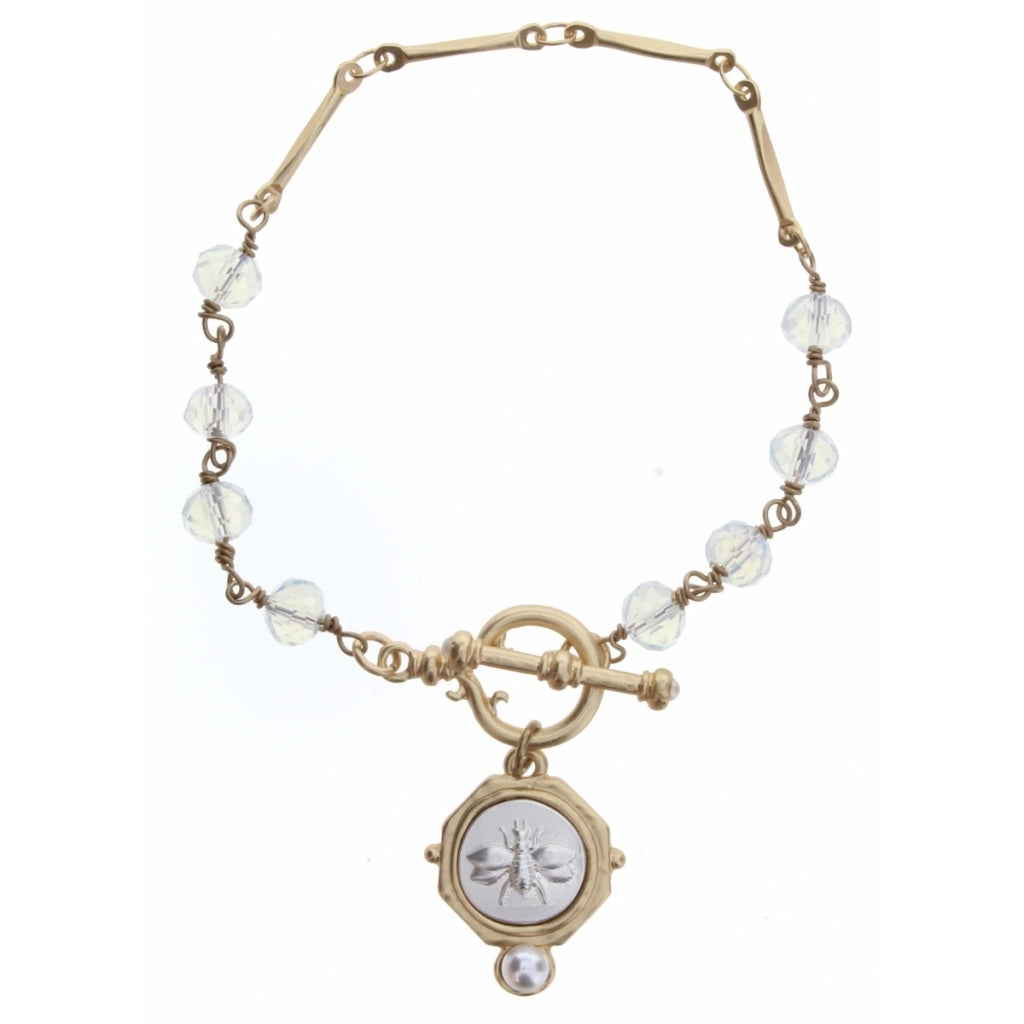 Faceted Bead Chain with Two Tone Bee Charm - Debs on 5th