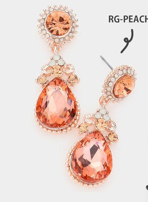 Glass Crystal Teardrop Dangle Evening Earrings - Debs on 5th