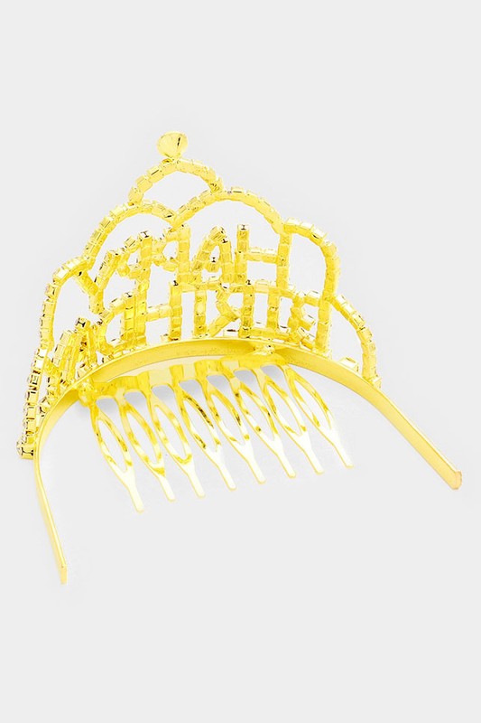 Crystal Rhinestone Happy Birthday Mini Party Tiara - Debs on 5th