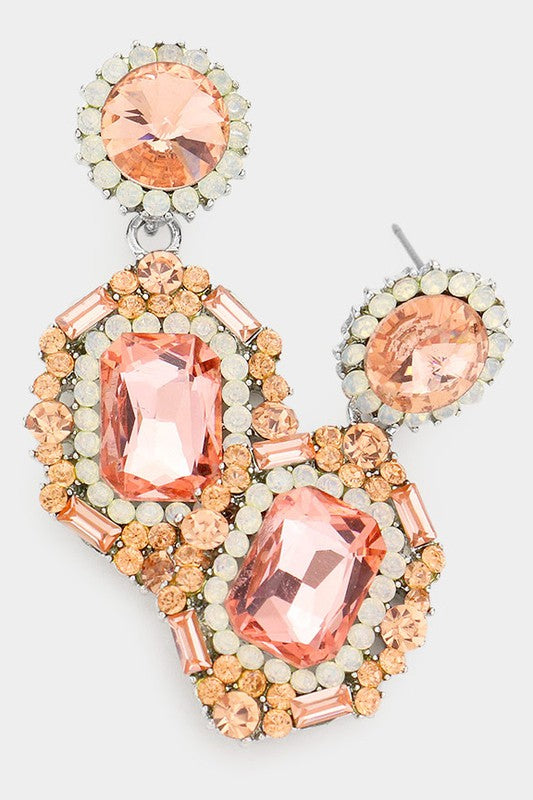 Emerald Cut Crystal Evening Earrings - Debs on 5th