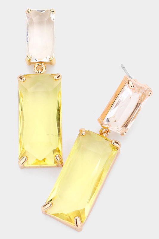 Double Lucite Rectangle Link Dangle Earrings - Debs on 5th