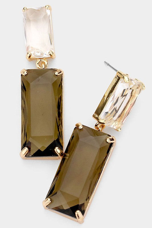 Double Lucite Rectangle Link Dangle Earrings - Debs on 5th