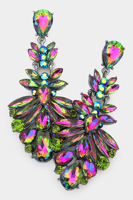 Floral Crystal Chandelier Evening Earrings - Debs on 5th