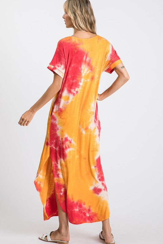 Tie Dye Side Slit Maxi Dress - Debs on 5th