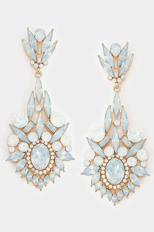 Crystal Rhinestone Statement Evening Earrings - Debs on 5th